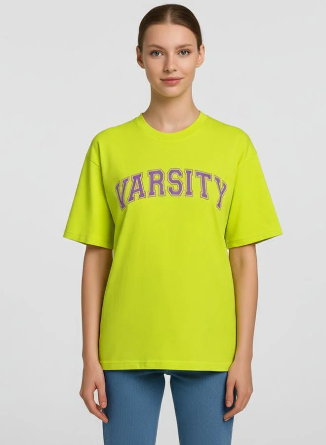 PAUSE Women Neon Varsity Graphic T-Shirt